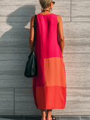 Women's Casual & Vibrant Color-Block Sleeveless Midi Dress ZMZ2373E2SWL