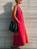 Women's Casual & Vibrant Color-Block Sleeveless Midi Dress ZMZ2373E2SWL