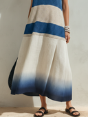 Women's Casual & Stylish Striped Knit And Cotton-Linen Spliced — Printed, Crew Neck, Sleeveless, Loose Fit, Maxi Dress ZMZ2337E3ZYY