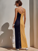 Women's Vacation-Style Sexy — Featuring Open-Knit Cutouts And Contrast-Color Spaghetti Straps Slim-Fit Maxi Dress ZMZ2350E5ZYY