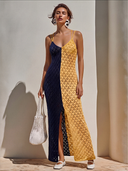 Women's Vacation-Style Sexy — Featuring Open-Knit Cutouts And Contrast-Color Spaghetti Straps Slim-Fit Maxi Dress ZMZ2350E5ZYY