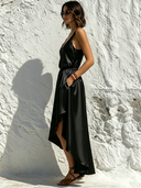 Women's Solid-Color Satin Spaghetti-Strap Maxi Dress ZMZ2592E3XT