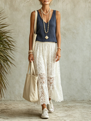 Women's Casual Striped Lace Skirt Two-Piece Set ZMZ2514E0XT