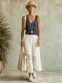 Women's Casual Striped Lace Skirt Two-Piece Set ZMZ2514E0XT