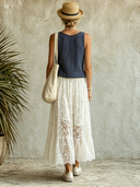 Women's Casual Striped Lace Skirt Two-Piece Set ZMZ2514E0XT