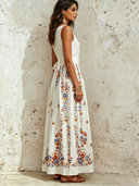Women's Vacation V-Neck Printed Sleeveless Maxi Dress ZMZ2546E0XT