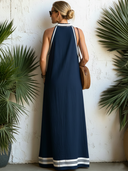 Women's Classic Cotton Color-Block Sleeveless V-Neck Loose-Fit Maxi Dress ZMZ2526E3SWL
