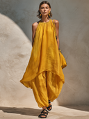 Women's Retro Casual Cotton Linen Loose Sleeveless Top And Pants Set ZMZ2534E7ZJY