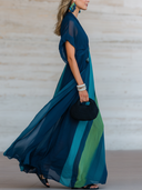 Women's French-Style Elegant Chiffon Printed V-Neck Short-Sleeve Maxi Dress ZMZ2559E8ZYY