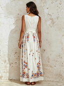 Women's Vacation V-Neck Printed Sleeveless Maxi Dress ZMZ2546E0XT