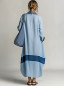 Women's Retro Casual Loose Plaid Patchwork Cotton Linen Long Sleeve Loose Midi Dress ZMZ2537E1ZJY
