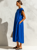 Women's Retro Casual Cotton Linen V-Neck Sleeveless Loose Midi Dress ZMZ2525E0ZJY