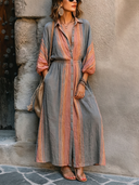 Women's Sunset Stripe Sandboho Elastic-Waist Shirt Dress ZMZ2644E0SWL