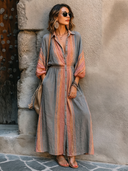 Women's Sunset Stripe Sandboho Elastic-Waist Shirt Dress ZMZ2644E0SWL