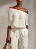 Women's Solid-Color Casual Off-Shoulder Top And Pants Two-Piece Set ZMZ2619E9XT