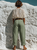 Women's Casual Lace Top And Washed Cotton Pants Two-Piece Set ZMZ2655E5XT