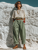 Women's Casual Lace Top And Washed Cotton Pants Two-Piece Set ZMZ2655E5XT