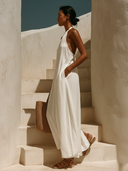 Women's Casual Solid-Color Cotton-Linen Halter Maxi Dress ZMZ2692E2XT