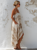 Women's Flowy Vacation Style, Flowing Lines, Loose Midi Dress ZMZ2787E1SWL