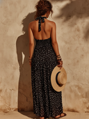 Women's Vacation-Style Chiffon Polka-Dot Halter Maxi Dress ZMZ2749E8XT