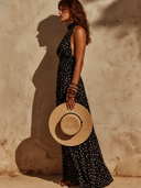 Women's Vacation-Style Chiffon Polka-Dot Halter Maxi Dress ZMZ2749E8XT