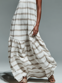Women's Casual Vacation Striped Halter-Neck Backless Maxi Dress ZMZ2774E1XT