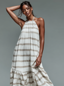 Women's Casual Vacation Striped Halter-Neck Backless Maxi Dress ZMZ2774E1XT