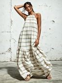 Women's Casual Vacation Striped Halter-Neck Backless Maxi Dress ZMZ2774E1XT
