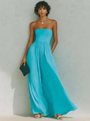 Women's Casual Strapless Solid-Color Wide-Leg Jumpsuit ZMZ2782E8XT
