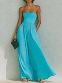 Women's Casual Strapless Solid-Color Wide-Leg Jumpsuit ZMZ2782E8XT