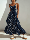 Women's Casual Chiffon Printed Spaghetti-Strap Maxi Dress ZMZ2718E6XT