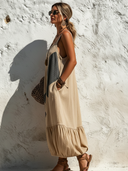 Women's Casual Color-Block Geo Spaghetti Strap Loose Balloon Maxi Dress ZMZ2700E0SWL