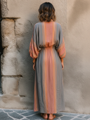 Women's Sunset Stripe Sandboho Elastic-Waist Shirt Dress ZMZ2644E0SWL