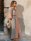Women's Sunset Stripe Sandboho Elastic-Waist Shirt Dress ZMZ2644E0SWL