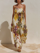 Women's Floral Chiffon Print Spaghetti Strap Romantic Vacation Maxi Dress ZMZ2764E8XT