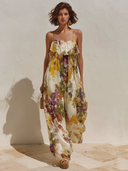 Women's Floral Chiffon Print Spaghetti Strap Romantic Vacation Maxi Dress ZMZ2764E8XT