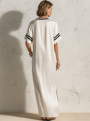 Women's Premium Minimalist Satin V-Neck Short-Sleeve Loose Maxi Dress ZMZ2741E5ZYY