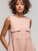 Women's Premium Minimalist Cotton-Linen  — Round Neck, Sleeveless, Loose-Fit Maxi Dress ZMZ2709E6ZYY