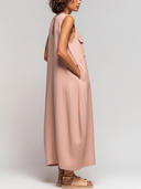 Women's Premium Minimalist Cotton-Linen  — Round Neck, Sleeveless, Loose-Fit Maxi Dress ZMZ2709E6ZYY