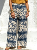Women's Bohemian Artistic Style Rayon Abstract Geometric Print Wide-Leg Pants ZMZ2700E1YZH