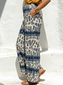 Women's Bohemian Artistic Style Rayon Abstract Geometric Print Wide-Leg Pants ZMZ2700E1YZH