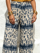 Women's Bohemian Artistic Style Rayon Abstract Geometric Print Wide-Leg Pants ZMZ2700E1YZH