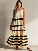 Women's Retro Casual Cotton Linen Striped Sleeveless Maxi Dress ZMZ2758E6ZJY