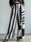 Women's Casual Retro Cotton-Linen Printed Loose Wide-Leg Pants ZMZ2896E4ZYY