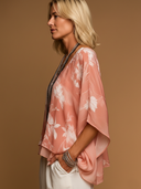 Women's Classic V-Neck Light Pink Floral Chiffon Top ZMZ2820E2SWL