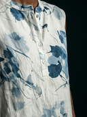 Women's Artisanal Minimalist Style Viscose Watercolor Floral Print Sleeveless Tunic Top ZMZ2877E0YZH