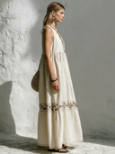 Women's Retro Casual Ethnic Geometric Print Round Neck Sleeveless Maxi Dress ZMZ2779E2ZJY