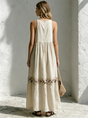 Women's Retro Casual Ethnic Geometric Print Round Neck Sleeveless Maxi Dress ZMZ2779E2ZJY