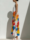 Women's Artistic Resort Style Viscose Watercolor Splash Print Sleeveless Maxi Dress ZMZ2846E4YZH