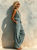 Women's Classic Commuter V-Neck Vest And Wide-Leg Pants Set ZMZ2904E9SWL